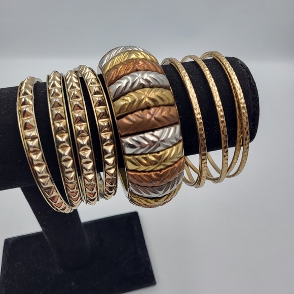 Gold Bracelet Bundle - 3 Unique Pieces - Bronze & Bling - Picture 6 of 6